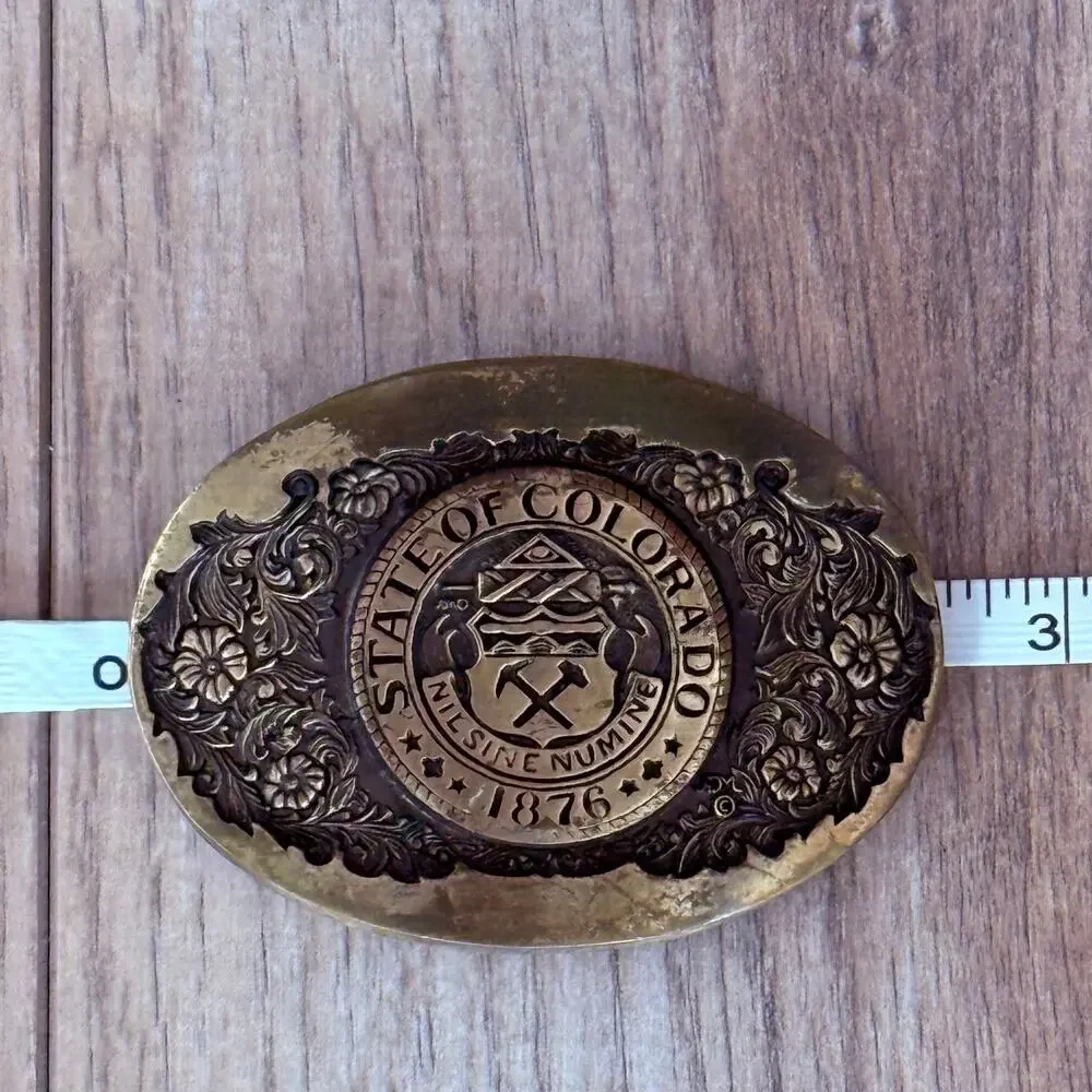 Vtg State of Colorado Bi-Centenial Solid Brass 1st Edition Numbered Belt Buckle